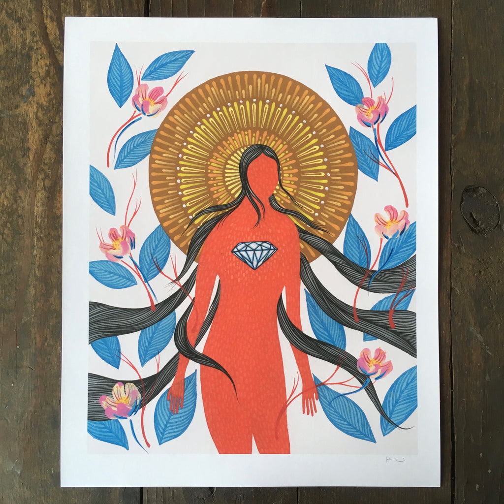 Hannah Dansie art print mystical woman nature botanical