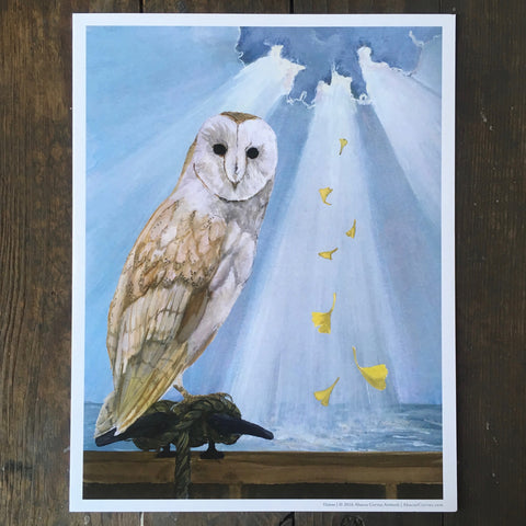 Owl and Ginkgo - Print